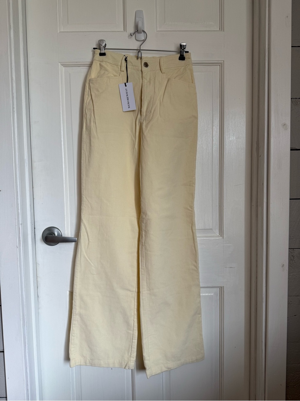 WeWoreWhat Pale Yellow Corduroy Pant.  NWT